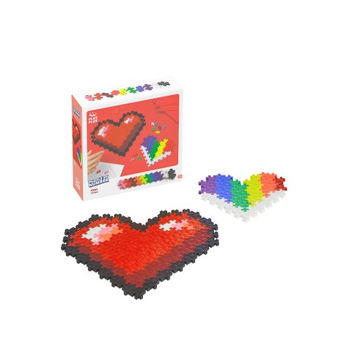 Plus Plus Puzzle by Number, 250 Piece Mini Interlocking Hashtag Color Blocks, 3D Pixel Art Kit for Kids - Hearts