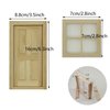 Cayway 2 PCS Dollhouse Windows, 1 PCS Miniature Wooden Door,1:12 Scale Mini Window Frame for DIY Dollhouse or Model Town Accessory