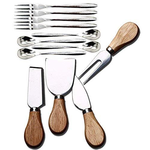 Linwnil Cheese Knife Set with Gift Box for Charcuterie Accessories Stainless Steel Knives with Wood Handle Cheese Slicer