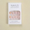 Fall Maple Leaf Press on Nails Short Fake Nails Thanksgiving Artificial Nails Pink False Nails with Yellow Maple Designs Square Glue on Nails Gradient White Acrylic Nails Cute Stick on Nails for Nails