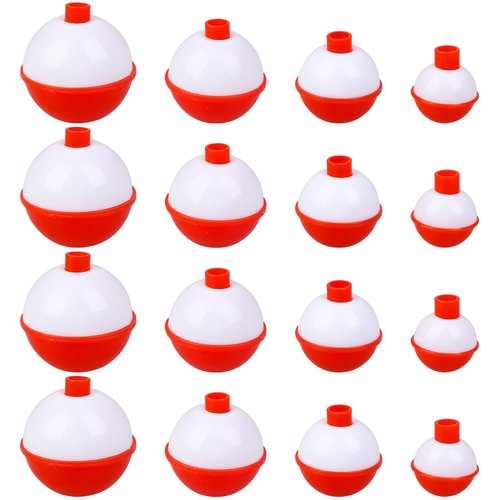 16Pcs Fishing Bobbers, 4 Size Snap Hard ABS Fishing Float Red and White Fishing Bobbers for Fishing Buoy Tackle Accessories 2.5/3/3.5/4cm