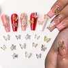 Butterfly Nail Charms Butterfly Star Nail Art Charms Metal Star Charms with Diamond Design 3D Butterflies Nail Supply Alloy Shiny Butterfly Star Nail Rhinestones Decoration for Women 20pcs