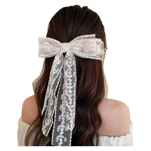 Lace Hair Bows for Women Lace Hair Bow Clips White Lace Bows for Hair Bridal Bow for Women Bachelorette Party Decorations