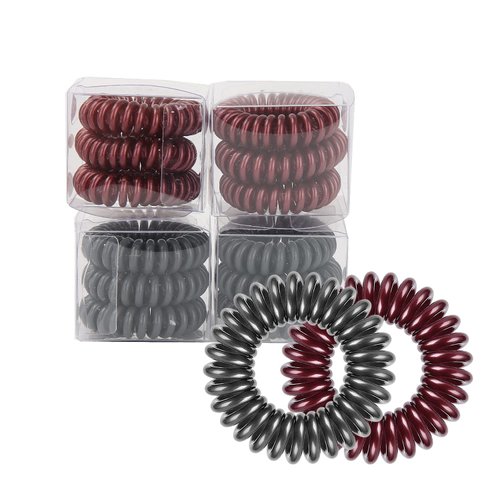 Spiral Hair Ties, waterproof No Crease Coil Hair Ties, Phone Cord Hair Ties for Thick Hair, for women Ponytail Holder Elastics (FQ-06)