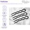 Parcelona French Slick Black Small Wavy 3 Inch U Shaped Hair Pins for Fine Hair Types (3 Pins) (Black)