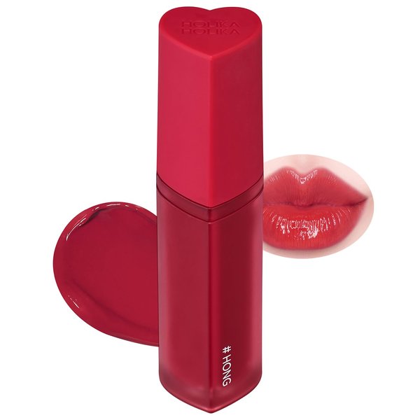 HOLIKA HOLIKA Heart Crush Glow Lip Tint Air – Korean Lip Tint with High Shine Juicy Fruit Jam Colors Lip Stain – Hydrolyzed Collagen & Vitamin C (12 HONG)