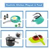Bruvoalon 67Pcs Kids Play Kitchen Toys Set, Toddlers Pretend Cooking Playset Acccessories with Pots Pans, Utensils Cookware, Foods, Canned Veges, Learning Gift for Kids Girls Boys (Green)