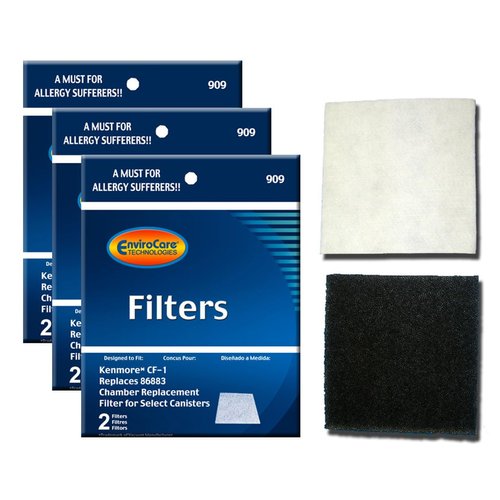 EnviroCare Premium Replacement Vacuum Cleaner Filters Made to Fit Kenmore Sears Progressive CF1, Progressive & Whispertone, Panasonic Vacuum Cleaners, 86883, 86880, 20-86883, 6 pack