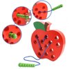 Kizh Wooden Lacing Apple Threading Toys Wood Block Puzzle Travel Game Montessori Early Learning Fine Motor Skills Educational Gift for 1 2 3 Years Old Toddlers Baby Kids