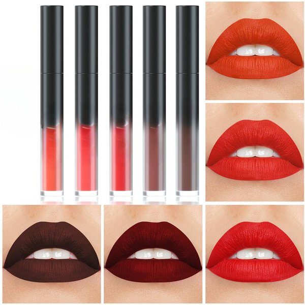 5Pcs Matte Liquid Lipstick Set, Velet Matte Lip Gloss, Lip Stain Sets, Long Lasting Non-Stick Cup, Red Lip Gloss for Women, Gift For Christmas