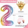Captain Decor 2 Number Balloon 40 Inch Rainbow Gradient with Detachable Crown – Easy Inflate and deflate reusable, Premium Foil Mylar Balloons for Birthdays, Anniversaries, and Party Decorations