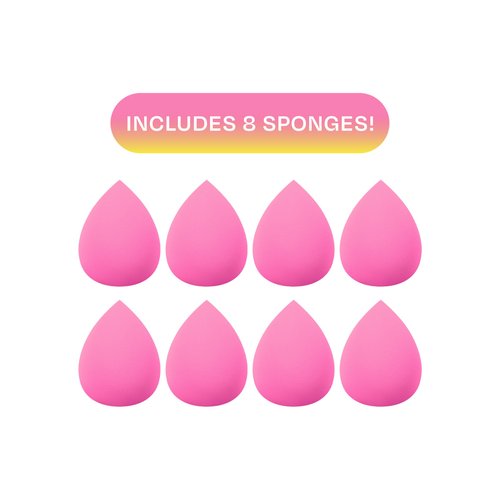Freeman Blender Bender Makeup Sponge 8 Count Set, For Liquid & Cream Foundation, Precision Makeup Blending Sponges, For Natural, Buildable Coverage, Vegan, Cruelty-Free, & Latex-Free, Pink Sponge