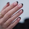 Semi Cured Gel Nail Strips UV Gel Nail Stickers Black French Nail Tips Long Lasting Gel Nail Stickers 20 Pieces Nail Strips Works with UV Nail Lamp Easy Application & Removal