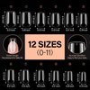 AILLSA Short Square Nail Tips - 504pcs Clear Soft Nail Tips Full Cover Gel Nails Tips Pre-shaped Acrylic for Extensions Easy for Home DIY Nail Salon 12 Sizes