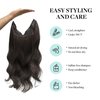 DOORES Human Hair Wire Hair Extensions Dark Brown to Chestnut Brown 16 Inch 95g Wire Hair Extensions Straight Invisible Hairpiece with Transparent Line