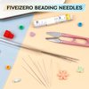 FIVEIZERO 21 Pieces Beading Needles Set, 6 Sizes Seed Beads Needles Big Eye Beading Needles Collapsible Beading Needles Set for Jewelry Making