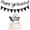 3 Pieces Fishing Birthday Banner Decoration Fisherman Cake Topper Triangle Banner Glitter Fishing Happy Birthday Cake Decoration for Men Boys Kids Black Go Fishing Theme Birthday Party Supplies