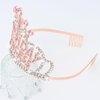 YARIEW Rose Gold Tiara with Comb for Women, Girls' Princess Crown Headband for Birthday Party Decorations and Gifts