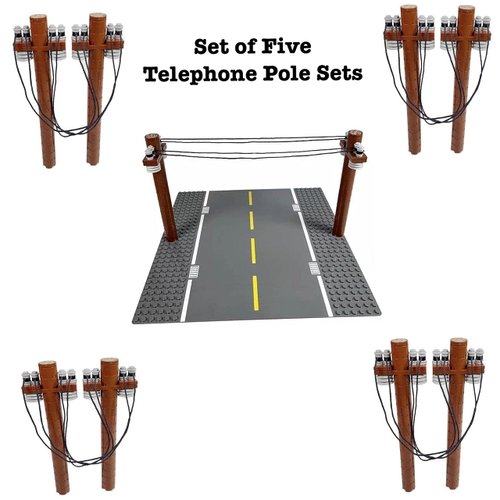 General Jim's Toy Train Building Blocks Toy Bricks Sets (Telephone Pole Traffic Set (Qty 5))