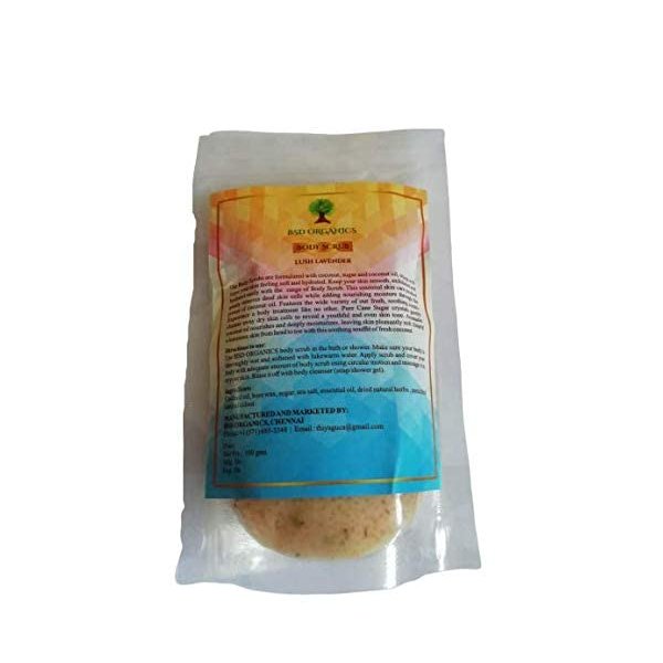 BSD Organics Orange face & body scrub with virgin coconut oil - 100 gms, 0.22 Pounds
