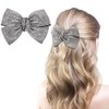 AHONEY 1 Pack Silver Hair Bows for Women Hair Bow Clip, Hair Bling Glitter Hair Clips Sparkly Barrettes for Women Girls Holiday Hair Accessories Christmas Gift