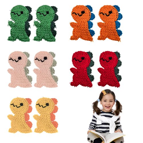 10 Pack Cute Animal Snap Hair Clips Hairpins for Girls - Dinosaur Hairstyle Decorating Accessories (5 Colors)