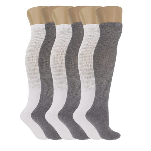 AWS/American Made Diabetic Over The Calf Knee Cotton Socks for Men Shoe Size 5 to 17