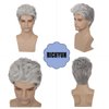 RicHyun Mens Short Grey Wig Short Curly Grey Wig Synthetic Heat Resistant Hair Replacment Wig for Daily Party Costumes