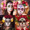 AUOCATTAIL 8 pcs Halloween Face Tattoo Stickers Rose Heart Diamond Spider Web Day of the Dead Masquerade Horror Makeup Look Face Dress Up Temporary Tattoos