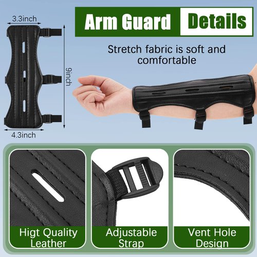 3 Pcs Archery Accessories Including Protective Archery Arm Guard Leather Padded Three Finger Archery Gloves Back Arrow Quiver Hip Arrows Bag for Men Women Youth Adults Beginners Hunting Shooting