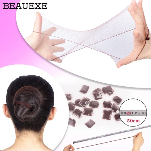 BEAUEXE Dark Brown Hairnets 30 PCS Invisible Hair Nets Elastic Edge Mesh for Women Bun Ballet Dancer Kitchen Food Serive 22"…