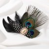 GENBREE 1920s Flapper Headpiece Black Feather Hair Clip Peacock Cocktail Hair Accessories for Women