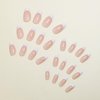 White French Tip Press on Nails Medium Almond Fake Nails Press ons with Designs Glossy Full Cover Acrylic False Nails Stick on Nails Cute Artificial Glue on Nails for Women Manicure 24Pcs