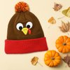 DINESIL Thanksgiving Turkey Beanie Hat, Cute Turkey Beanie Cap Pom Pom Turkey Knitted Hats for Kids Women and Man Thanksgiving Party Cosplay Dress Up Party Decorations Accessory