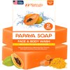 Papaya Soap Face & Body Wash – Skin Brightening Papaya Soap Bar for Dark Spots – Reduce Acne, Cleanse Scars, & Even Skin Tone – with Turmeric, Kojic Acid & Essential Oils – for All Skin Types (2 pack)