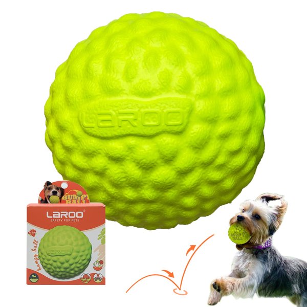 LaRoo Dog Toy Ball Pet Bouncing Ball, EVA Material Chew Toys Bite Resistant Molar Tennis, Suitable for Fetching Games Cleaning Teeth Relieve Anxiety (Green)
