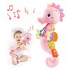 AWOTOY Baby Toys 0 to 12 Months, Musical Stuffed Animal Activity Soft Toys with Multi-Sensory Crinkle, Rattle and Textures,Infant Tummy Time Toys for Newborn Girls, Seahorse, Pink