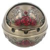 Honoro Windproof Ashtray with Lid for Outdoor and Indoor Use,Metal Portable Cigarette Ashtray,Ball Ashtray,Red Rose,Bronze