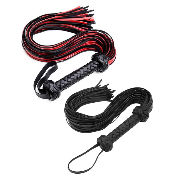 Whips Horse Set 30" Leather Horse Crop Equestrian Horse Black Costume Accessory - Red Horse