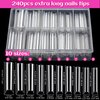 Extra Long Clear Nail Tips, HNYYZL 240Pcs XXL Square Straight Nails Half Fake Nail Tips Kit C Curve Nail Tips Half Cover for Acrylic Nail Tips, with Nail Glue and Nail File, for Nail Salon Home DIY