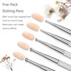 5-pcs Dual-Ended Pen Tool Double Head Nail Art Dotting Pen Stainless Steel Nail Painting Pen DIY Decoration Dotting Pen