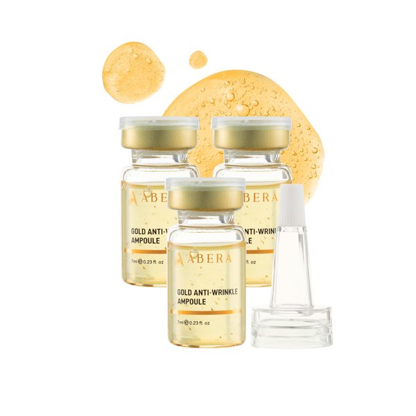 Abera Gold Anti-Wrinkle Ampoule, Anti-Aging Serum For All Skin Type with Peach Extract and Hyaluronic Acid, Skin Firming & Firming Serum, Hydrating Serum (3 x 0.23 Fl.Oz)