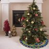 SDSQ HOME Peacock Feathers Circle Traditional Christmas Tree Skirt 35.5 Inch - Holiday Party Decoration