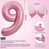 Pink 9 Balloon 40 Inch,Giant Number Balloon Mini Bow Balloon Set for Girl 9th Birthday Party Decorations,Nine Years Old Birthday Pink Theme Party Decorations,Pink Foil Mylar Birthday Digital Balloon