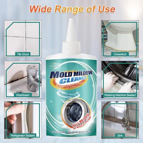 HIHWEM Mold Remover Gel Household Mold Mildew Cleaner for Washing Machine Sealant Tiles Grout Bathroom Cleaning Home Kitchen Sinks Cleaning - 10Fl.Oz