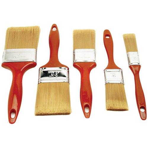 Performance Tool 1452 5-Piece Polyester Paint Brush Set with Sizes 1-Inch, 1-1/2-Inch, 2-Inch, 2-1/2-Inch and 3-Inch and Durable Plastic Handles for Precision Cutting and Carving