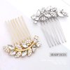 Foyte Crystal Bride Wedding Hair Comb Leaf Bridal Headpieces Rhinestone Hair Pieces Bridesmaid Side Combs Hair Accessories for Women (silver leaf)