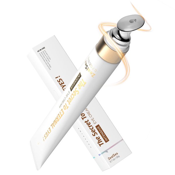 ZealSea Caffeine Eye Cream, 4in1 Anti Aging eye serum treatment for Dark Circles,Puffiness, under eye Bags and Wrinkles, Brightening Eye cream reduce Fine Lines 0.7 OZ