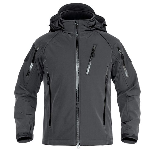 TACVASEN Men's Concealed Hooded Softshell Fleece Jacket Military Tactical Jacket Coat Grey, M