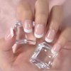 Nude Pink French Press On Nails Short Squoval False Nails Women Girls Nail Art Tips Full Cover Reusable Fingernails Datechable Acrylic Manicure For Daily Dating Office Home Party (24pcs)